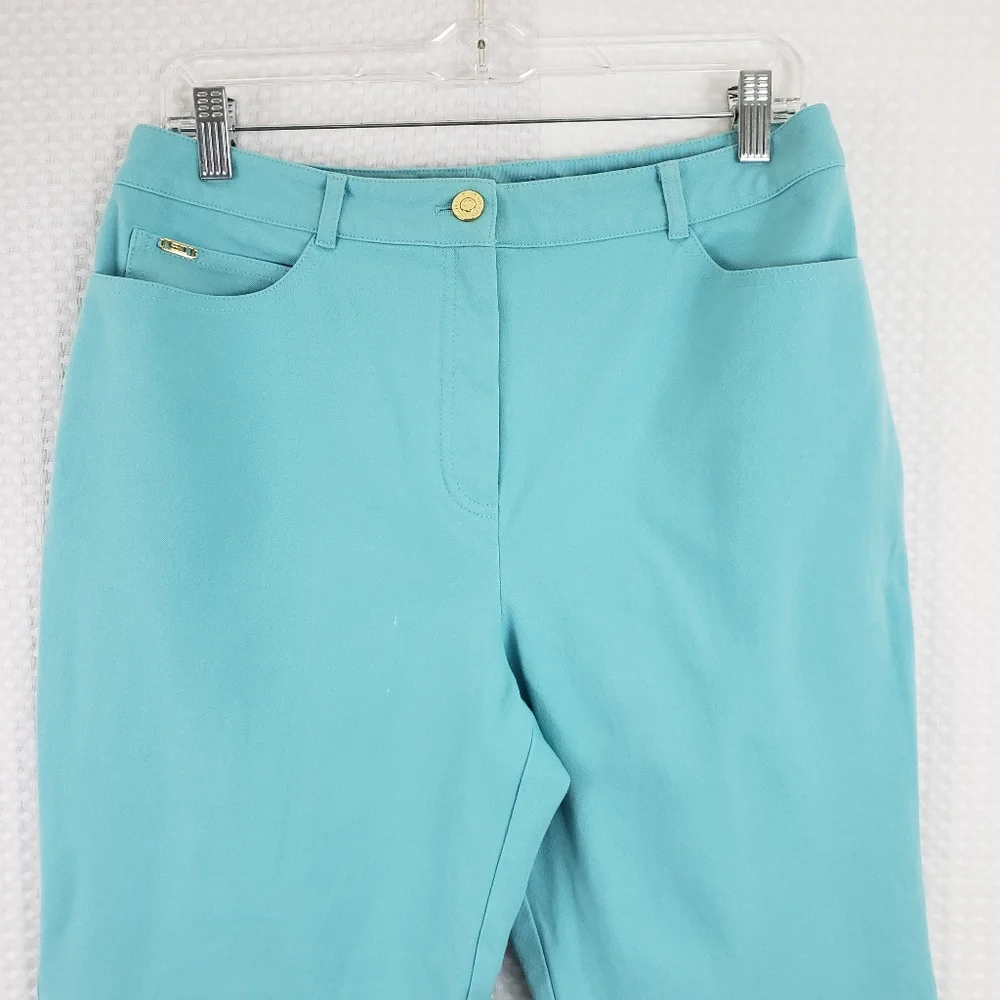 St John Sport by Marie Gray Crop Jeans Aqua Blue size 10 Stretch